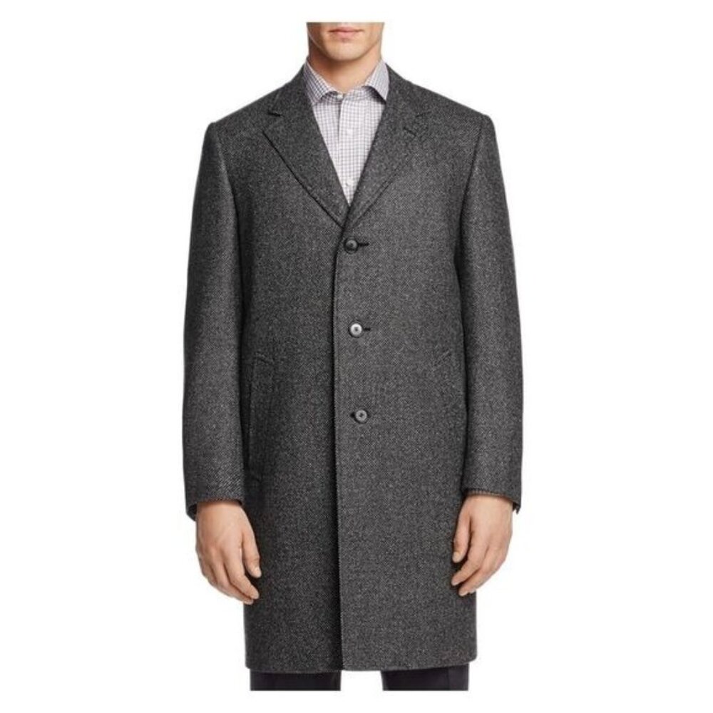 Canali Kei Collection Men's Wool Cashmere Coat in Charcoal Check - Sz L - NWT